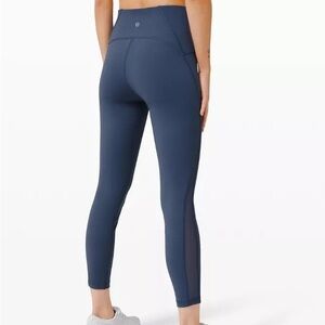 Lululemon train times leggings size 4 iron blue navy wunder train pants 25”